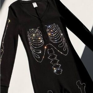 Victoria's Secret PINK Rhinestone Skeleton Onesie